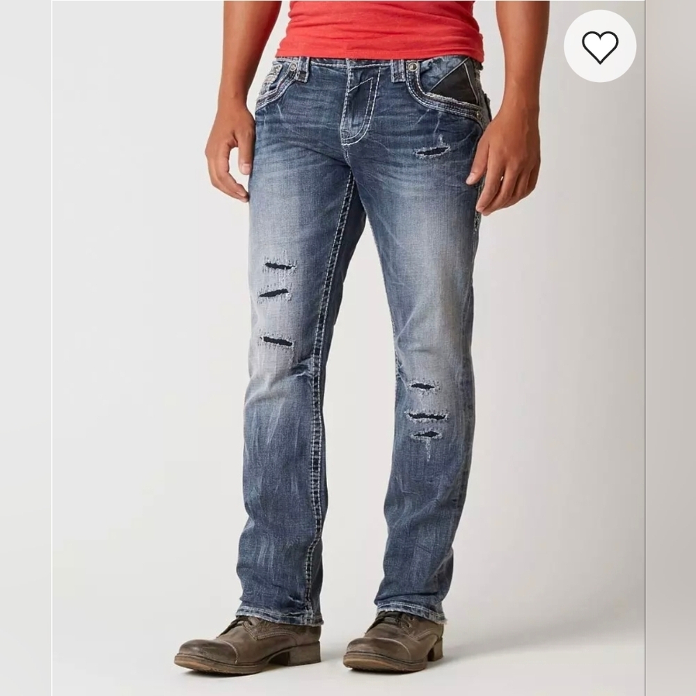 Rock Revival Men's Faded Blue Jeans